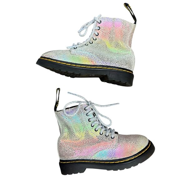 Dr. Martens Girls 1460 Pascal Iridescent Rainbow Suede Zipper Boots Size 11 - Picture 2 of 9